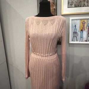 Vintage Venice Pink Pointelle Sweater Dress S/M